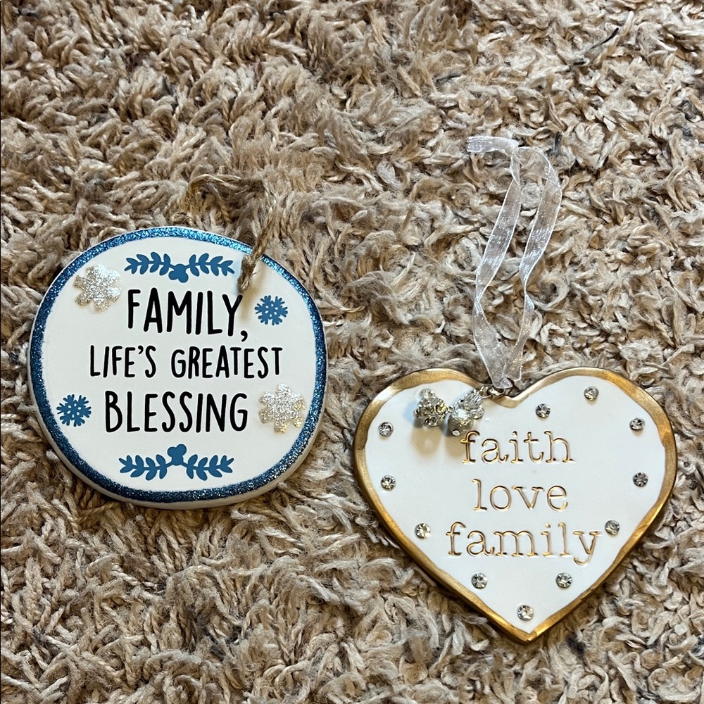 NWOT Family Holiday Ornament Set - Blue and Gold
